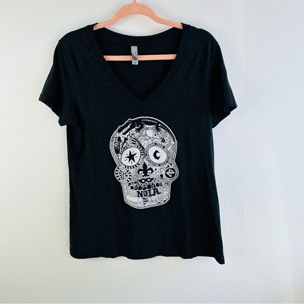 Next Level Black Sugar Skull NOLA Tee